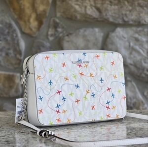 Michael Kors Airplane Logo Large White Crossbody